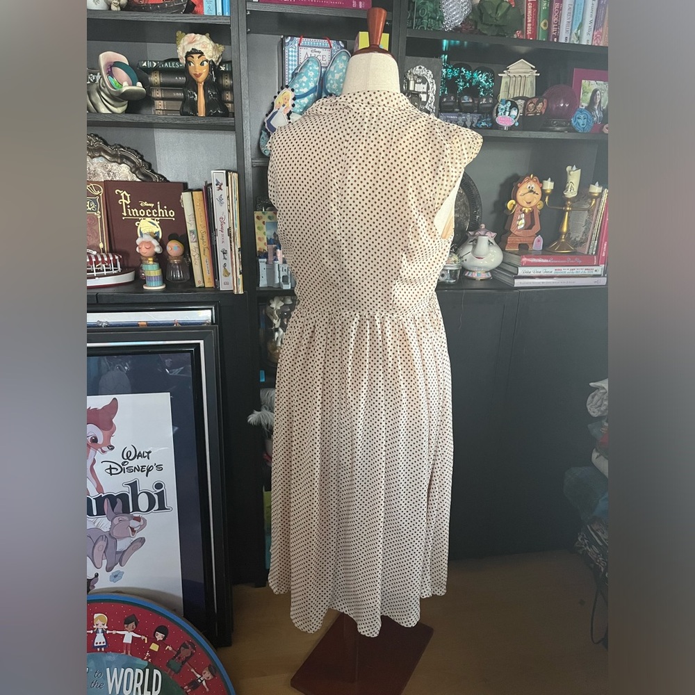 Cream and brown polka dot lindy bop dress xl - Picture 2 of 7
